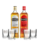 Pack Whisky Bushmills: 1 Bushmills Original 70cl + 1 Red Bush 70cl + Oferta 4 Copos